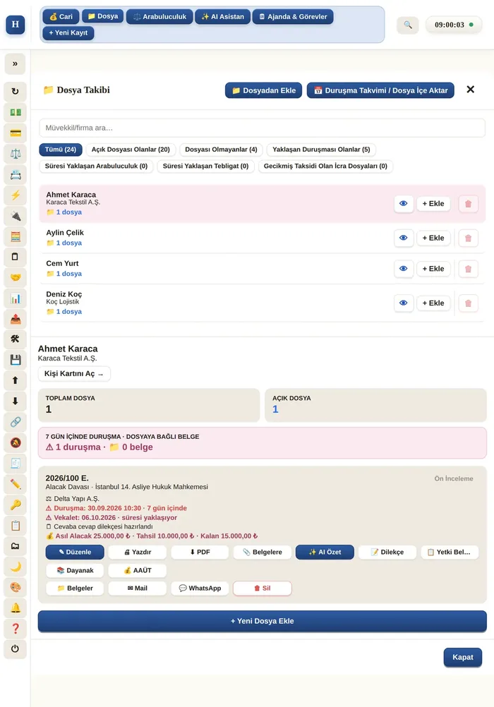 Tablette Dosya takibi